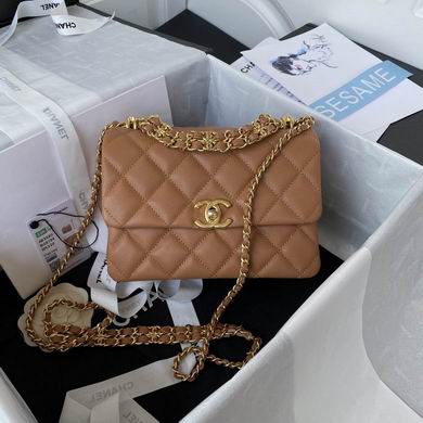 Chanel AS3580 Small Flap Bag in Caramel Quilted Leather with Gold Chain