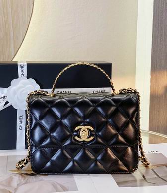 Chanel AS3886 Quilted Top-Handle Flap Bag with Chain Strap in Black