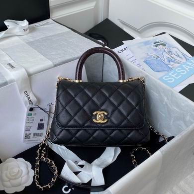 Chanel Coco Handle Mini Top-Handle Flap Bag in Black Grained Leather