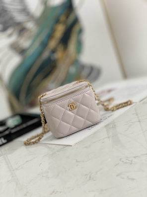 Chanel Mini Vanity Case with Chain in Light Pink Quilted Lambskin