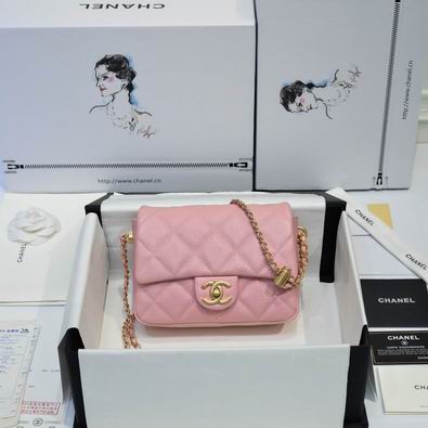 Chanel Classic Flap Mini Shoulder Bag in Pink Quilted Leather with Gold Hardware