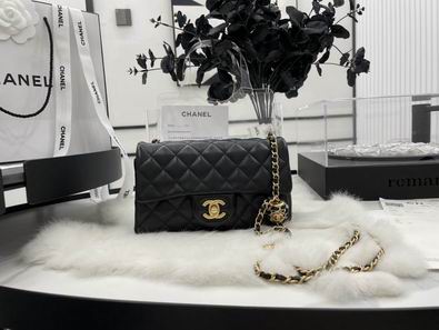 Chanel Classic Flap Mini Bag in Black Quilted Leather with Gold Hardware