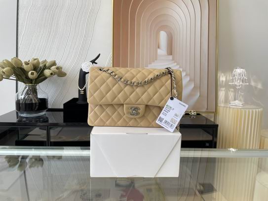 Chanel Classic Flap Medium Shoulder Bag in Beige Quilted Leather