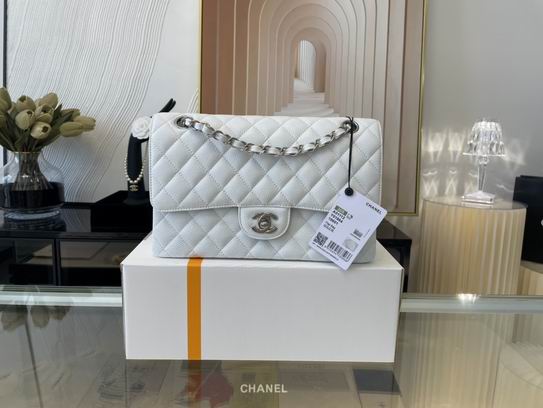 Chanel Classic Flap Medium Shoulder Bag in White Quilted Leather