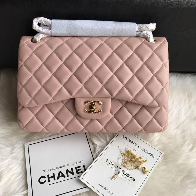 Chanel Classic Flap Jumbo Shoulder Bag in Light Pink Quilted Lambskin