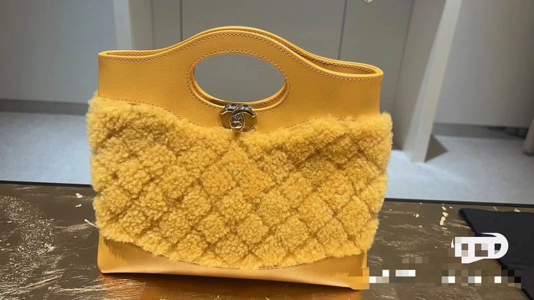Chanel 31 Mini Shopping Bag in Yellow Shearling and Leather