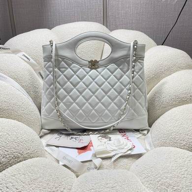 Chanel 31 Large Shopping Bag in White Quilted Leather with Chain Strap