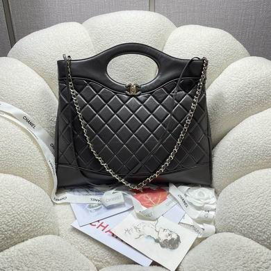 Chanel 31 Large Shopping Bag in Black Quilted Leather with Chain Strap