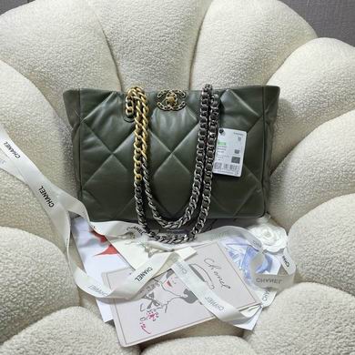 Chanel 19 Shopping Tote Bag in Olive Green Quilted Leather with Mixed Chains