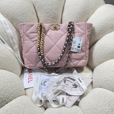 Chanel 19 Shopping Tote Bag in Pink Quilted Leather with Chain Straps