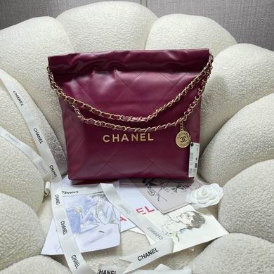 Chanel 22 Large Chain Hobo Tote Bag in Burgundy Quilted Leather