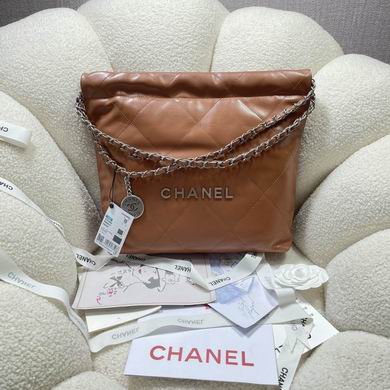 Chanel 22 Medium Hobo Tote Bag in Caramel Brown Quilted Leather