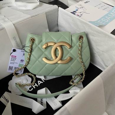 Chanel AS4609 Small Quilted Flap Shoulder Bag with Large CC Logo in Mint Green