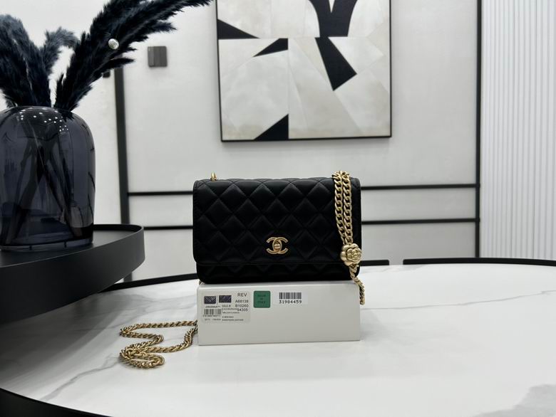 Chanel Wallet on Chain Crossbody Bag in Black Quilted Leather with Gold Chain