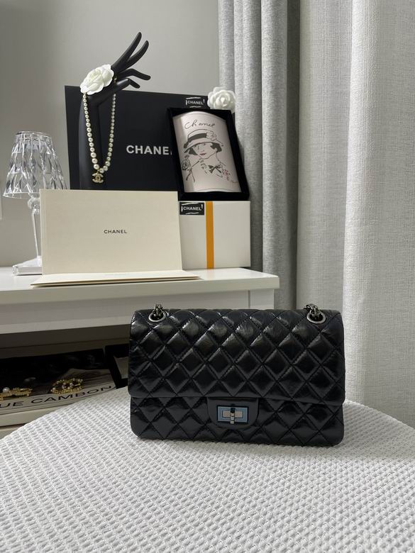 Chanel 2.55 Reissue Quilted Flap Bag in Black Aged Calfskin with Dark Hardware