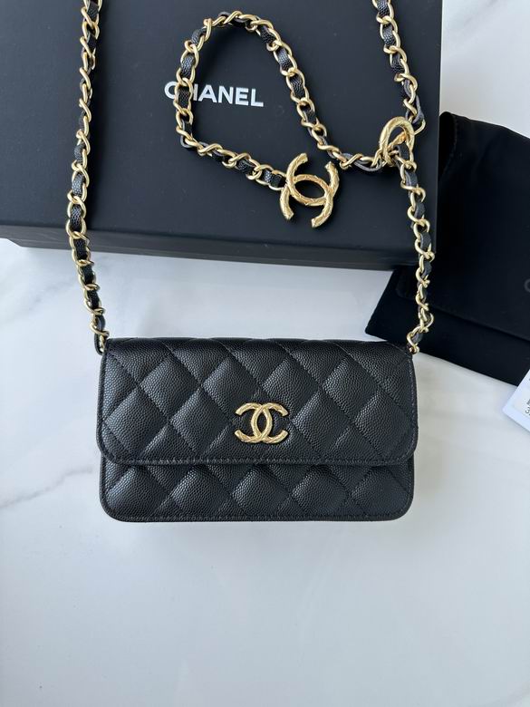 Chanel AP3473 Mini Flap Phone Holder Crossbody Bag in Black Quilted Leather