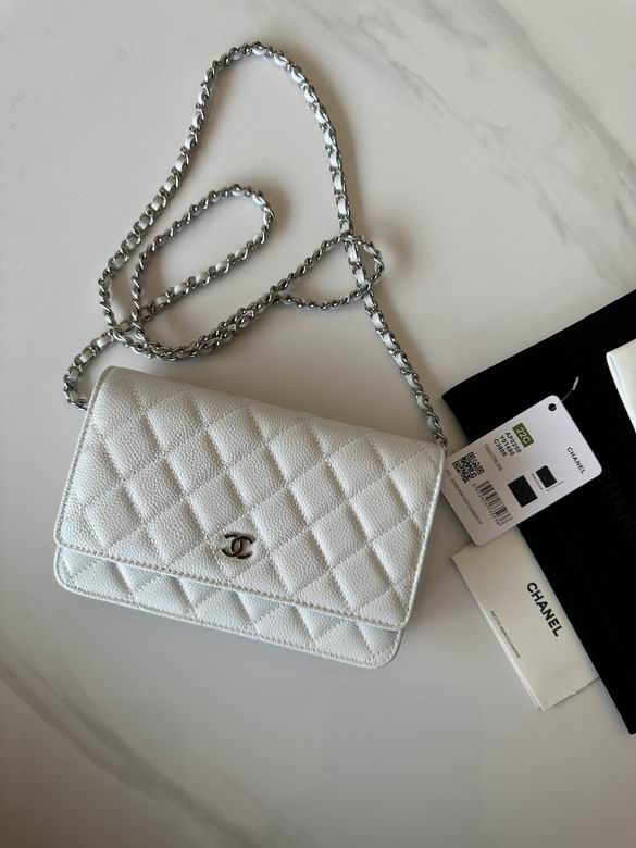 Chanel Classic Wallet on Chain WOC Quilted Crossbody in White Caviar Leather