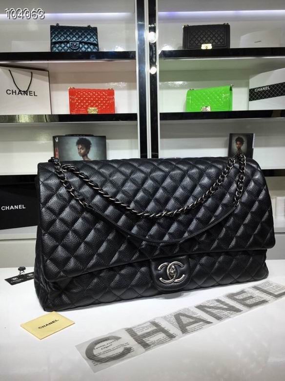Chanel XXL Travel Flap Bag in Black Quilted Grained Leather