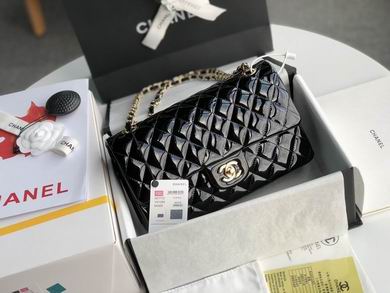 Chanel Classic Flap Medium Shoulder Bag in Black Patent Leather