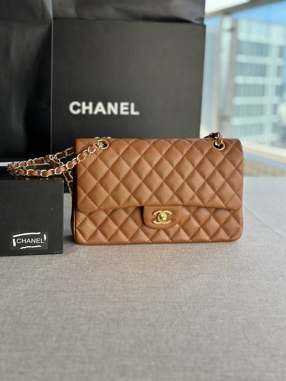 Chanel Classic Double Flap Bag in Caramel Grained Leather with Gold Hardware
