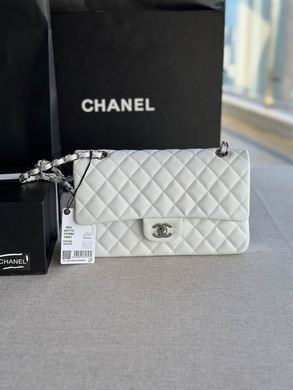 Chanel Classic Flap Medium Shoulder Bag in White Quilted Leather