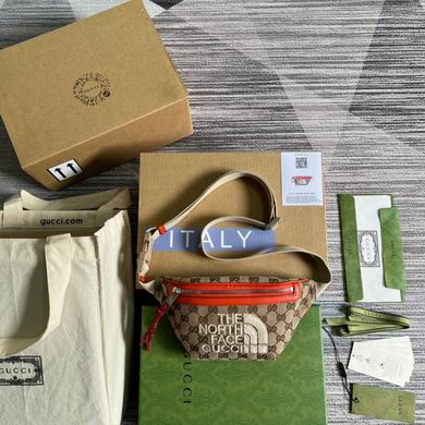 Gucci x The North Face Belt Bag in Beige GG Canvas with Orange Trim