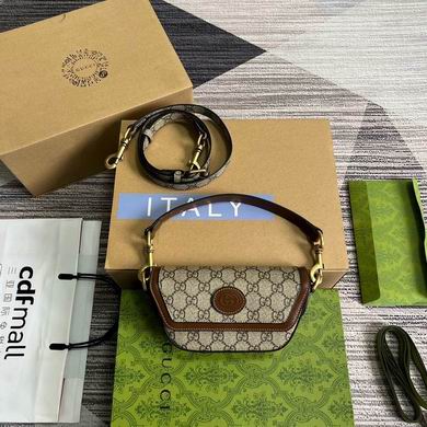 Gucci Mini Bag with Interlocking G in Beige and Ebony GG Supreme Canvas