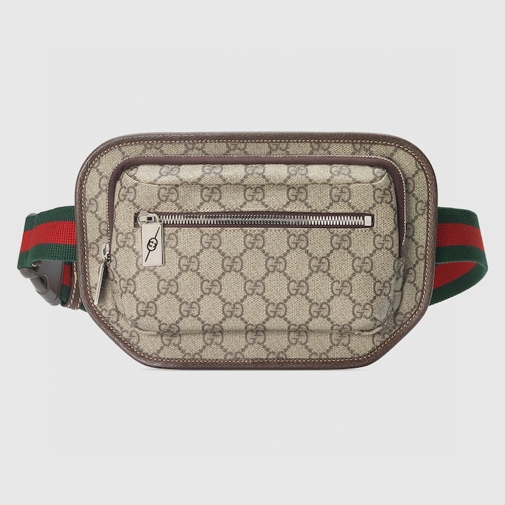 Gucci Belt Bag in Beige and Ebony GG Supreme Canvas with Web Strap