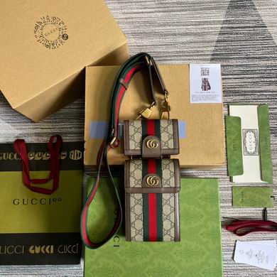 Gucci Ophidia Mini Vertical Phone Bag in GG Supreme Canvas with Web Strap