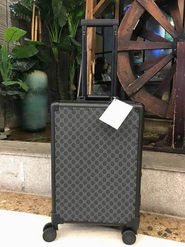Gucci GG Monogram Cabin Spinner Suitcase in Black and Grey Coated Canvas