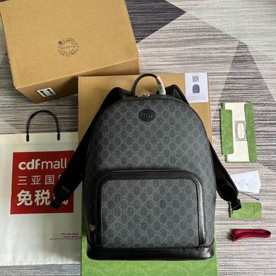 Gucci Backpack with Interlocking G in Black and Grey GG Supreme Canvas
