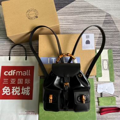 Gucci Bamboo Small Backpack in Black Leather with Bamboo Handle