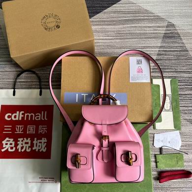 Gucci Bamboo Small Backpack in Pink Leather with Bamboo Handle