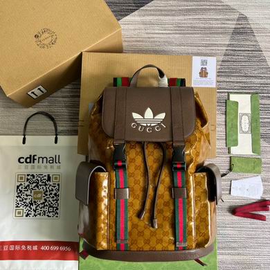 Gucci x adidas GG Crystal Canvas Backpack with Trefoil Logo in Amber and Brown