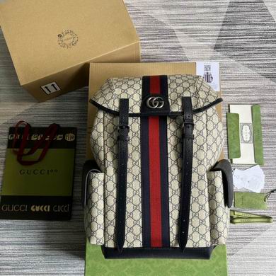 Gucci Ophidia Medium Backpack in GG Supreme Canvas with Blue and Red Web