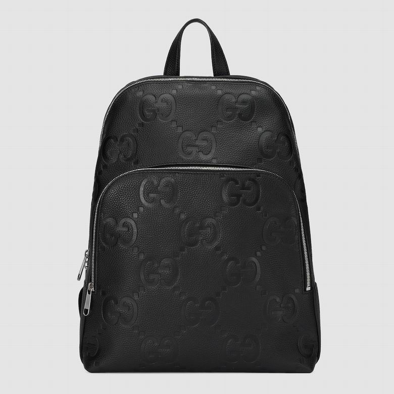 Gucci Jumbo GG Medium Backpack in Black Embossed Leather