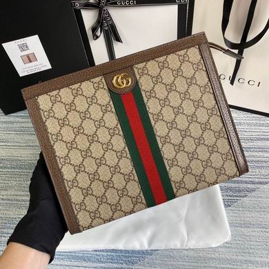 Gucci Ophidia GG Supreme Canvas Pouch with Green and Red Web Stripe