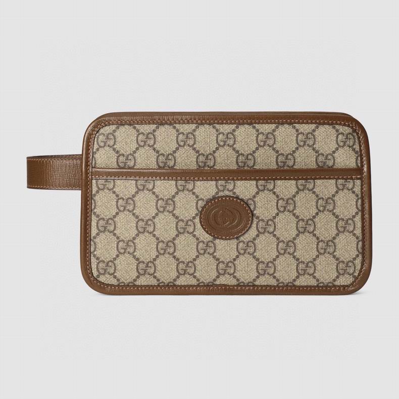 Gucci Travel Pouch with Interlocking G in Beige GG Supreme Canvas