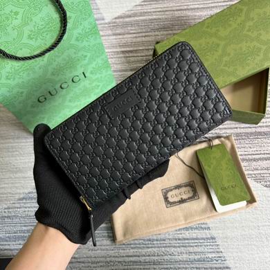 Gucci Microguccissima Zip-Around Long Wallet in Black Embossed Leather