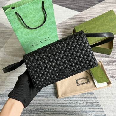 Gucci Microguccissima Wallet with Strap in Black Embossed Leather