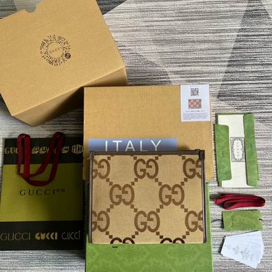 Gucci Jumbo GG Zip Pouch in Camel and Ebony Canvas