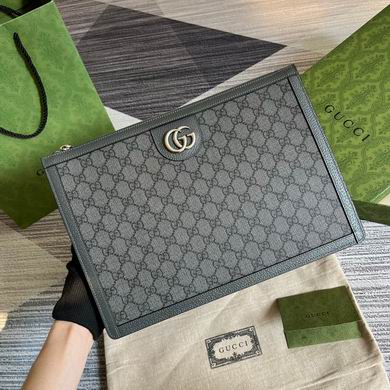Gucci Ophidia Pouch Clutch in Grey and Black GG Supreme Canvas