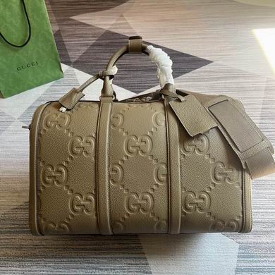 Gucci Jumbo GG Duffle Bag in Taupe Embossed Leather
