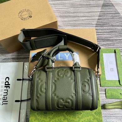 Gucci Jumbo GG Mini Duffle Bag in Olive Green Embossed Leather