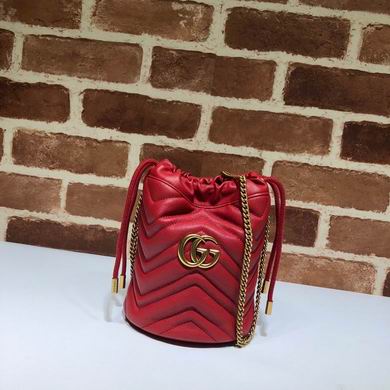 Gucci GG Marmont Mini Bucket Bag in Red Matelassé Leather