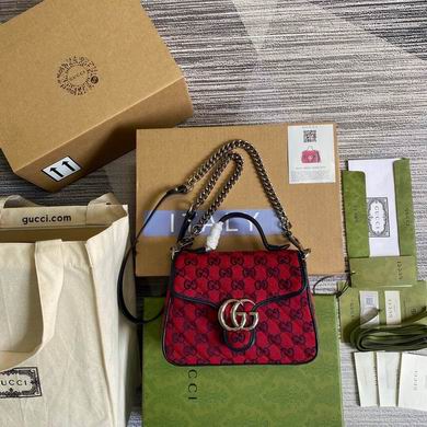 Gucci GG Marmont Mini Top-Handle Bag in Red GG Multicolor Canvas
