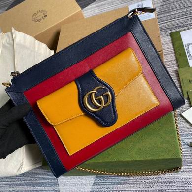Gucci Color-Block Crossbody Bag with Double G Hardware in Navy, Red and Yellow