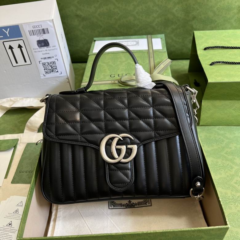 Gucci GG Marmont Small Top-Handle Bag in Black Matelassé Leather