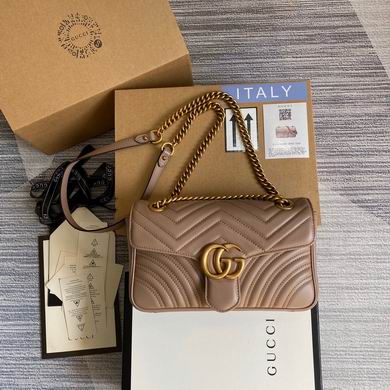 Gucci GG Marmont Small Matelassé Shoulder Bag in Dusty Rose Beige Leather