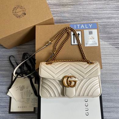 Gucci GG Marmont Small Shoulder Bag in White Matelassé Leather
